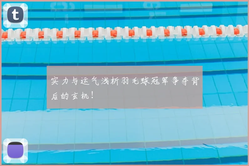 实力与运气浅析羽毛球冠军争夺背后的玄机!